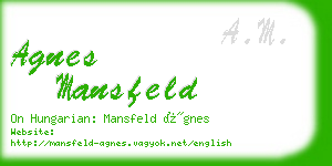 agnes mansfeld business card